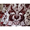 Burgundy Damask with silver burnout  velvet silver background 56" drapery fabric per yard